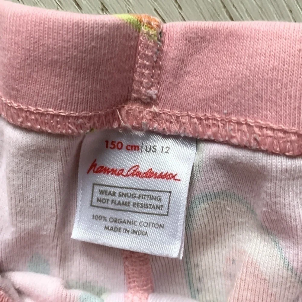 Hanna‎ Andersson Kids Pink Avocado Print Organic Cotton Pajama Pants Sz 12 150cm